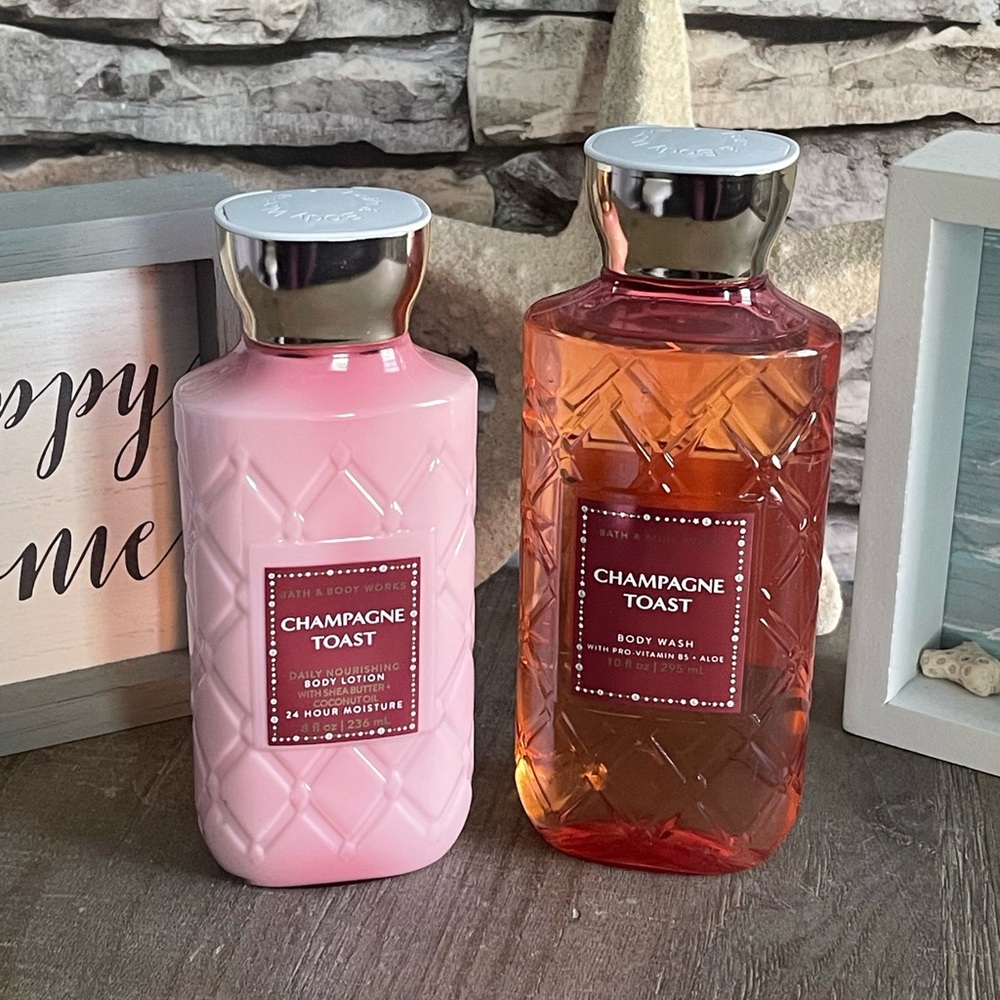 BATH & BODY WORKS 2PC SET CHAMPAGNE TOAST BODY WASH & BODY LOTION BRAND NEW